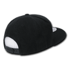 A black high-profile structured snapback cap featuring a mesh back and a logo.