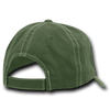 A green 6 panel low profile relaxed dad hat with contrasting stitching and an adjustable strap at the back.