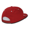 A red structured snapback cap featuring a mesh back and a button on top. It includes a logo.