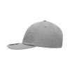 A grey relaxed flat bill cap with a rounded top and a flat visor. It features a logo on the side.
