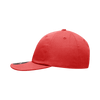A red relaxed flat bill cap with a structured front and a curved brim. It features ventilation holes and a logo.