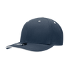 A navy blue 6-panel mid-profile structured cap with a sandwich bill and contrasting white accents. Features a logo.