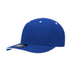 A blue 6-panel mid-profile structured cap with a sandwich bill and a logo on the front.