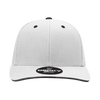 A structured grey cap with a sandwich bill and a logo. It features a mid-profile design and ventilation holes.