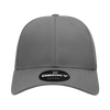 A grey 6 panel low profile structured cap with a round logo on the front.
