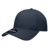 A navy blue low profile structured cap with a curved brim and a branded logo on the front.