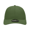 A green, low-profile structured trucker cap featuring a logo on the front.