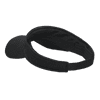 A black mesh jersey visor with a curved peak and an adjustable strap. It features a branded logo.
