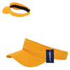 A yellow mesh jersey visor with a black inner lining and a branding tag.