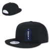 A black structured snapback cap featuring a front panel and a back adjuster. The cap has a logo tag attached.