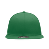 A green 6 panel high profile structured snapback hat with ventilation holes and a flat brim, featuring a logo.