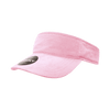A pink corduroy visor featuring a branded logo on the front.