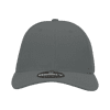 A grey, high-profile fitted cap with a structured design and a visible logo.