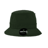 A structured fisherman's hat in dark green with a logo on the front.