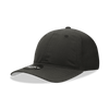 A black six-panel low profile relaxed dad hat with a branded logo on the front.