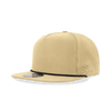 A high-profile, relaxed perforated rope hat in a sandy beige colour with a black rope detail and logo.