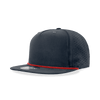 A high-profile relaxed perforated rope hat in navy with a red accent. Features a logo on the front.