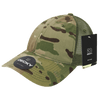 A camo-patterned trucker cap with a mesh back and a branded tag. Predominantly green and brown colours.