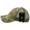 A MULTICAM structured trucker cap featuring a camouflaged design and a mesh back. It has a logo tag attached.
