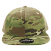 A trucker cap in a MULTICAM pattern, featuring a tan mesh back and a branded logo on the front.
