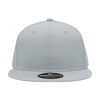 A high-profile perforated cap in white, featuring a flat brim and a logo on the front.