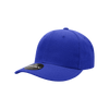 A blue mid-profile structured cap with a rounded crown and a logo on the side.