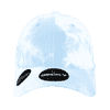 A light blue tie-dye dad hat with a low profile, featuring a logo on the front.