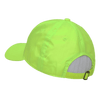 A neon yellow cap with a structured design, featuring a back mesh panel and an adjustable strap.