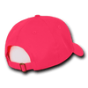 A neon pink cap with a low profile, structured design and an adjustable strap at the back.
