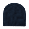 A navy waffle-patterned beanie with a soft, textured appearance and no visible logos.