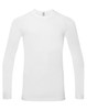 A long-sleeve underscrub baselayer in white, featuring a fitted design and a logo.