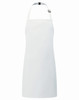 A white Kids Bib Apron featuring a neck strap and an adjustable clip for easy wearing. It has a simple design and no text.