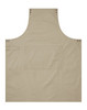 A beige custom apron with a front pocket and metal snaps, featuring a blank surface for personalisation.