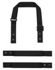 Black custom apron straps with snaps and an adjustable buckle, featuring a simple design.