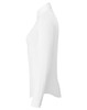 A women's long-sleeve poplin shirt in white, featuring a sleek side view and a collar. It has a logo on the fabric.