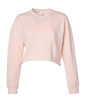 A women's crop crew in a soft pink colour with long sleeves and a relaxed fit. It features a simple design and a logo.