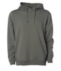 A green pullover hood with a drawstring hood and long sleeves, featuring a logo.