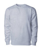 A light grey heavyweight crew sweatshirt with long sleeves and a rounded neckline. It features a logo.