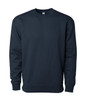 A navy blue heavyweight crew sweatshirt with long sleeves and a crew neckline, featuring a branding logo.
