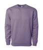 A heavyweight crew sweatshirt in a light purple colour, featuring a simple design and a branding logo.