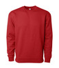 A red heavyweight crew sweatshirt with long sleeves and a round neckline. Includes a branding logo.