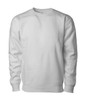 A white heavyweight crew sweatshirt with long sleeves and a round neckline, featuring a logo on the front.