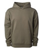 Avenue Pullover Hood in olive green, featuring a front pocket and a classic hooded design.