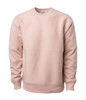 A heavyweight crew sweatshirt in a soft pink colour, featuring a ribbed collar and cuffs. It has a logo on the label.