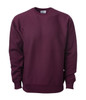 A maroon heavyweight crew sweatshirt with long sleeves and a crew neckline. It features a label inside and a branding logo.