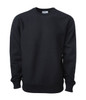 A black heavyweight crew sweatshirt with long sleeves and a classic neckline. It features a logo on the label.