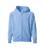 A blue toddler zip hoodie with a front zipper and two pockets, featuring a hood and raglan sleeves.