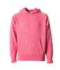 A pink hoodie with a front pocket and a drawstring hood, featuring raglan sleeves and no visible branding.