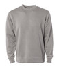 A unisex crew sweatshirt in a light grey colour with long sleeves and a round neckline. It has a logo on the front.