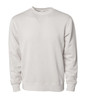 A unisex crew sweatshirt in a light grey pigment dye with a simple, classic design. It features a logo on the label.